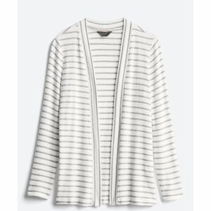 Market & Spruce Women's White and Gray Striped Cardigan